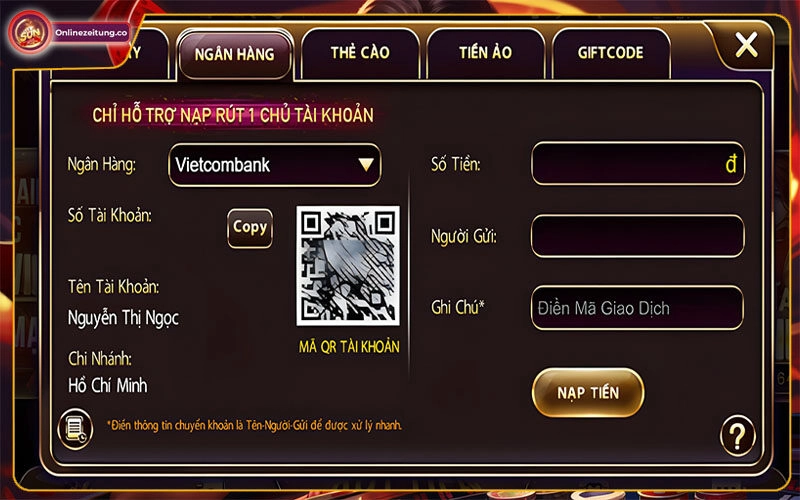 4 Phương thức nạp tiền Sunwin chính thức