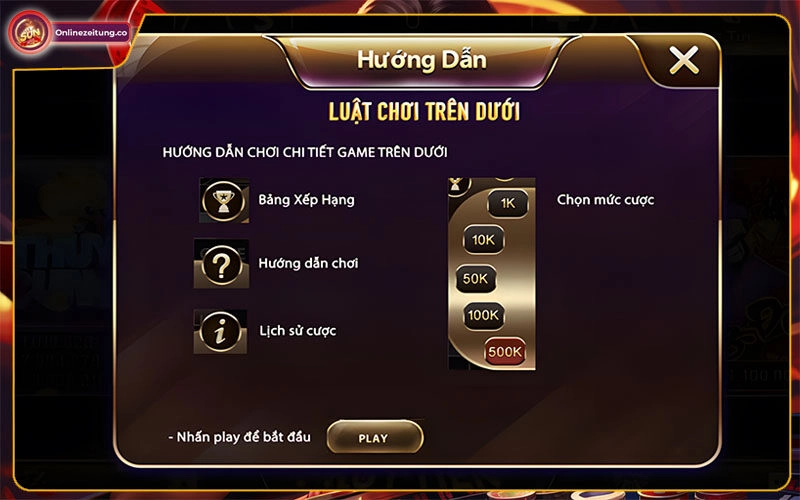 Chi tiết cách chơi trên dưới tại Sunwin 